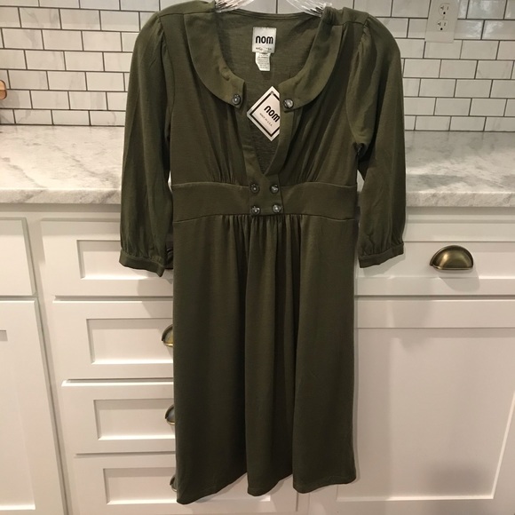 Nom Maternity Dresses & Skirts - NOM Maternity Dress New With Tags Women's Size XS Made in USA Olive Green
